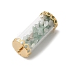 Glass Tube with Natural Green Aventurine Chip Beads Inside Pendants FIND-B054-01G-03-2