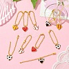 10Pcs 5 Styles Heart with Sports Ball Alloy Enamel Pendant Decoration HJEW-YW00076-2