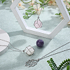 2Pcs Brass Macrame Pouch Natural Lepidolite Round Inside Pendant Necklaces NJEW-PH01595-4