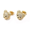 Cubic Zirconia Bear Stud Earrings EJEW-G341-01G-1