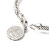 304 Stainless Steel Saint Benedict Charms Twist Rope Bangle for Women BJEW-P283-06C-4