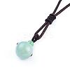 Natural Green Aventurine Pendant Necklaces NJEW-P241-A08-3
