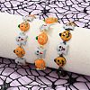 Halloween Brass Enamel Link Bracelets for Women BJEW-B149-01-1