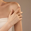 304 Stainless Steel Enamel Open Cuff Rings for Women RJEW-R012-05G-1