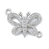 Rack Plating Brass Micro Pave Clear Cubic Zirconia Butterfly Connector Charms KK-A234-077P-1