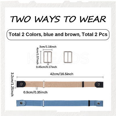 2Pcs 2 Colors Adjustable PU Leather No Punch Belt AJEW-GF0010-77-1
