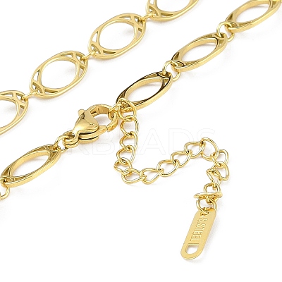 Ion Plating(IP) 304 Stainless Steel Oval Link Chain Necklaces for Women NJEW-K276-04B-G-1