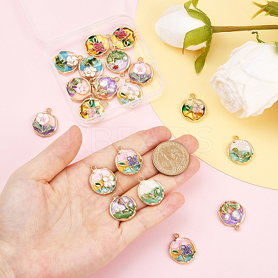 20Pcs 10 Styles Rack Plating Alloy Enamel Pendants ENAM-SC0007-27-1