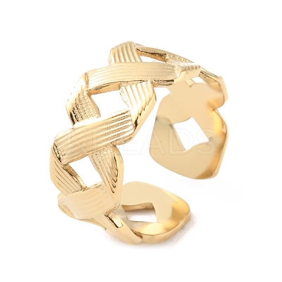 304 Stainless Steel Hollow Infinity Open Cuff Rings RJEW-D002-41G-1