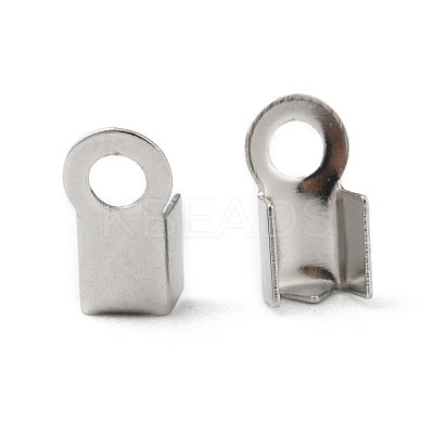 Tarnish Resistant 304 Stainless Steel Fold Over Crimp Cord Ends X-STAS-M009-01A-1
