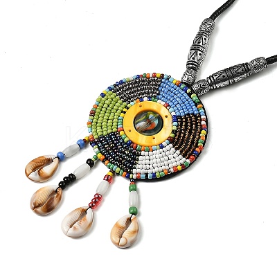 Retro Style Glass & Acrylic & CCB Beads Pendant Necklaces NJEW-Q349-01D-1