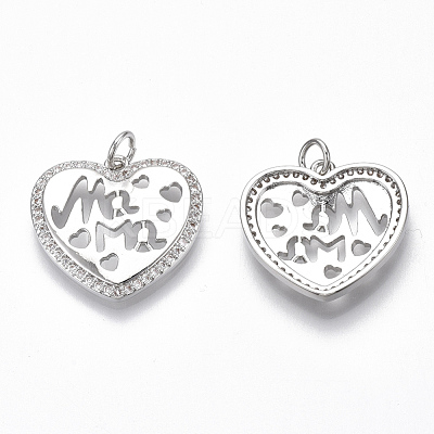 Brass Micro Pave Clear Cubic Zirconia Pendants KK-S356-025P-NF-1