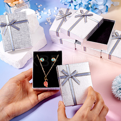 Rectangle Paper Jewelry Set Storage Boxes with Bowknot CON-TAC0014-04G-1