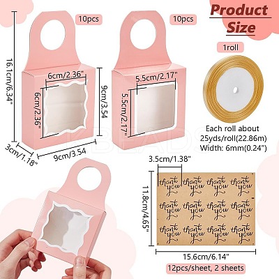 Square Kraft Paper Festival Gift Storage Boxes with Thank You Sticker and Polyester Ribbon CON-PH0003-06-1