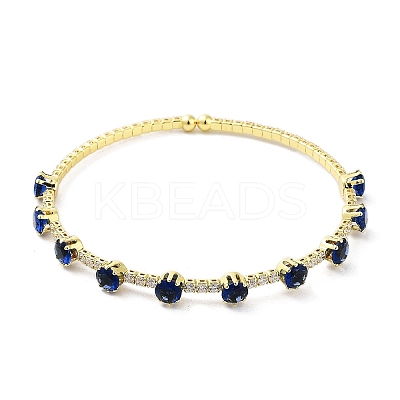 Brass Micro Pave Cubic Zirconia Cuff Bangles BJEW-E095-01G-1
