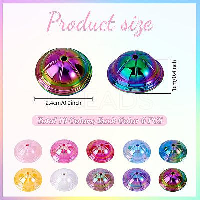 60Pcs 10 Colors UV Plating Opaque Acrylic Beads FIND-PH0026-82-1