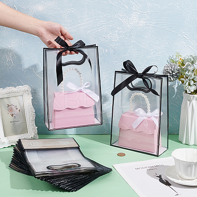 24Pcs Rectangle PVC Gift Bags with Hole Handle for Candy ABAG-BC0001-64-1