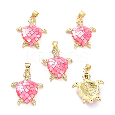 Real 18K Gold Plated Brass Micro Pave Clear Cubic Zirconia Pendants X-KK-D004-05G-E-1