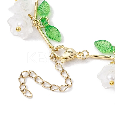 Flower Glass & Acrylic Charm Bracelets BJEW-JB10442-1
