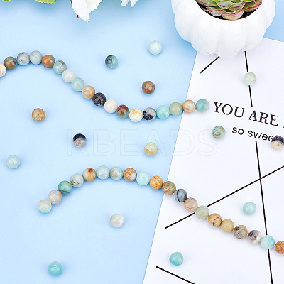 Natural Flower Amazonite Beads Strands G-OC0001-44-1