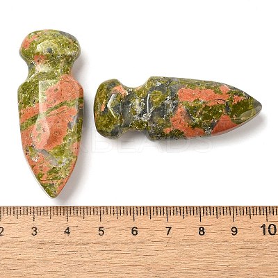 Natural Unakite Craved Sword Model Ornament DJEW-C019-02I-1