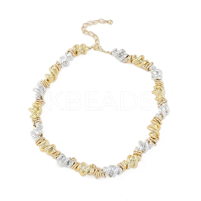 Two Tone Alloy Irregular Twist Beaded Necklaces for Women NJEW-Z043-01PG-02-1