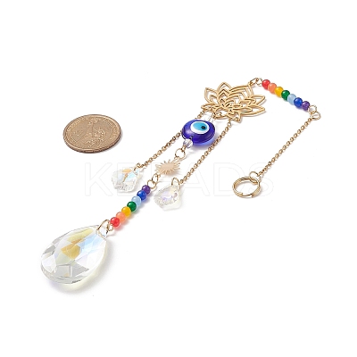 Glass Teardrop Window Hanging Suncatchers HJEW-JM00937-1