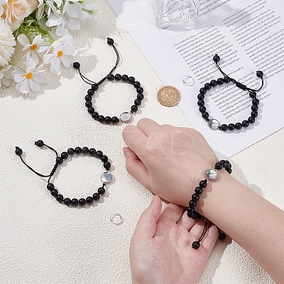 DIY Synthetic Black Stone & Glass Bracelets Making Kits BJEW-UN00024-1