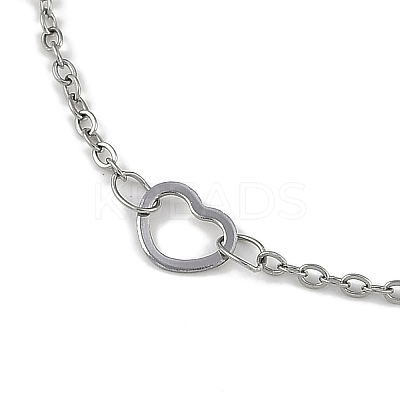 Anti-Tarnish 304 Stainless Steel Heart Link Chains Anklets High Polished AJEW-A057-09B-P-1