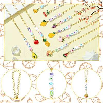 12Pcs Alloy Enamel & Acrylic Pendant Decoration HJEW-CJ00055-1