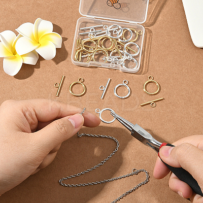 20 Sets 2 Colors 304 Stainless Steel Toggle Clasps STAS-BBC0008-06-1