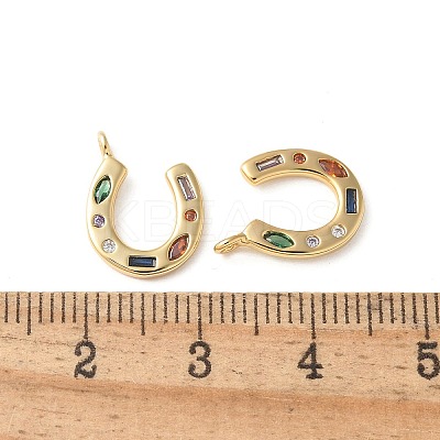 Brass Micro Pave Colorful Cubic Zirconia Charms X-KK-Q031-40G-02-1