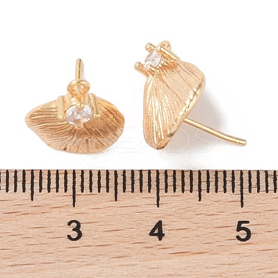 Brass with Clear Cubic Zirconia Stud Earring Findings KK-G491-57B-G-1