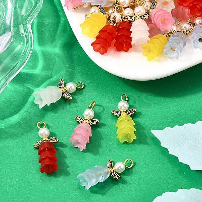 50Pcs 5 Colors ABS Plastic Imitation Pearl Pendants PALLOY-JF03909-1