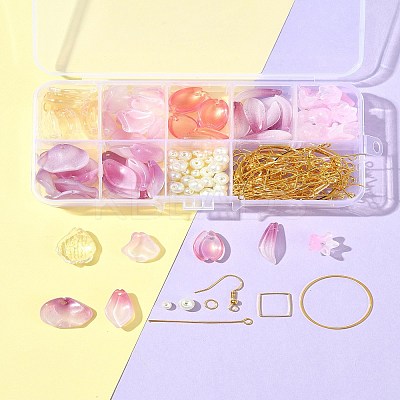 DIY Leaf & Flower Glass Earrings Jewelry Making Kits DIY-FS0007-06-1