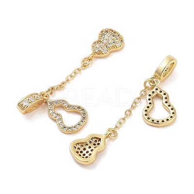 Rack Plating Brass Micro Pave Clear Cubic Zirconia Pendants KK-Z064-14G-1