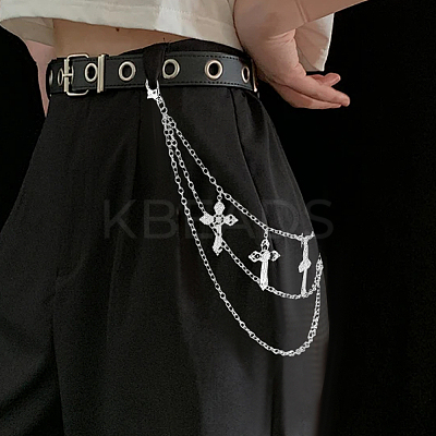 1Pc Iron 3 Layer Cross Tassel Trousers Chains AJEW-SC0031-16-1