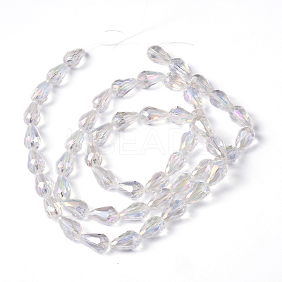 Faceted Teardrop Electroplate Glass Beads Strands X-EGLA-D015-15x10mm-01-1
