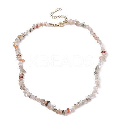 Natural Rutilated Quartz Chip Beaded Necklace NJEW-JN04616-10-1