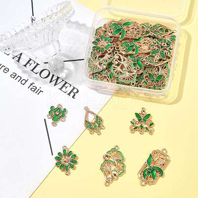36Pcs 6 Styles Alloy Enamel Connector Charms FIND-FS0004-46A-1
