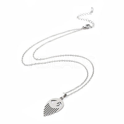 Non-Tarnish 201 Stainless Steel Eye Pendant Necklace with Cable Chains NJEW-Q317-01P-1