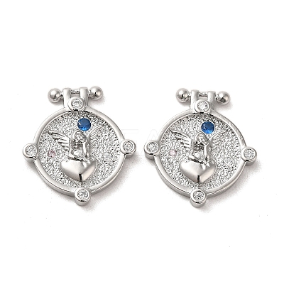 Brass Micro Pave Clear Cubic Zirconia Pendants KK-G481-07P-1