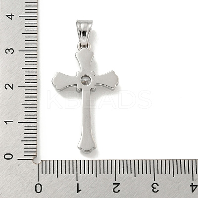 304 Stainless Steel Cubic Zirconia Pendants STAS-C102-02P-1