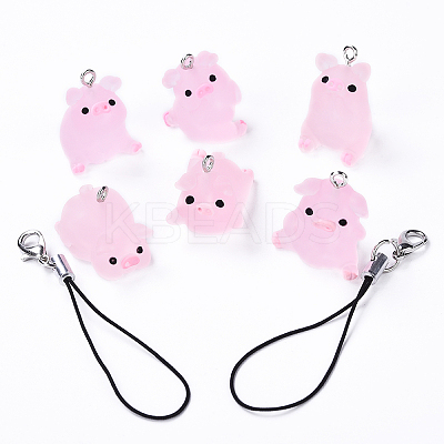 DIY Translucent Resin Pig Mobile Phone Strap Making Kits DIY-YW0011-17-1