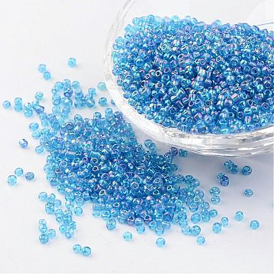 Round Transparent Colors Rainbow Glass Seed Beads X-SEED-A007-2mm-163B-1