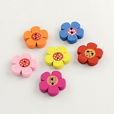 2-Hole Dyed Wooden Buttons BUTT-R030-32-1