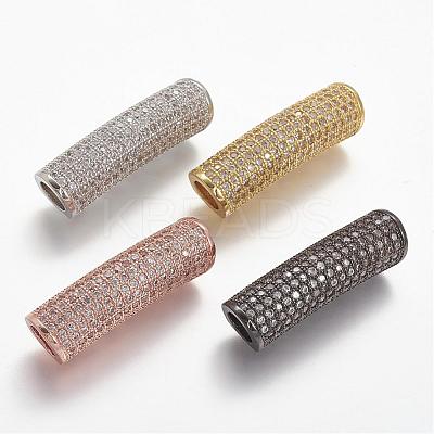 Brass Micro Pave Clear Cubic Zirconia European Bead ZIRC-N025-58-1