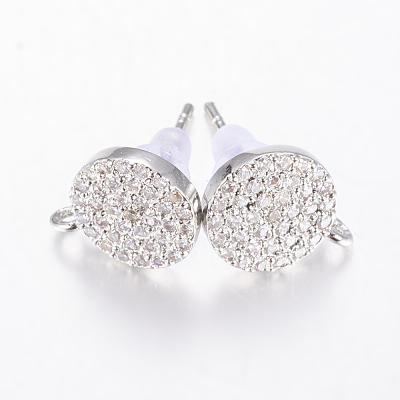 Brass Micro Pave Cubic Zirconia Stud Earring Findings ZIRC-E132-13A-P-1