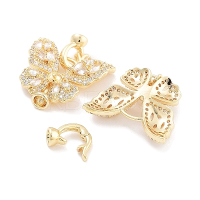 Brass with Cubic Zirconia Fold Over Clasps KK-P271-14G-1