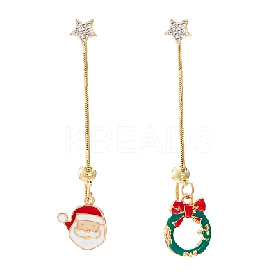 Christmas Aloy Enamel Dangle Stud Earrings for Women LS-EJEW-F399-05A-G-1